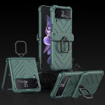 For Samsung Galaxy Z Flip4 GKK Sliding Camshield Magnetic Armor Flip Phone Case with Ring Holder(Forest Green) - Galaxy Z Flip4 5G Cases by GKK | Online Shopping South Africa | PMC Jewellery