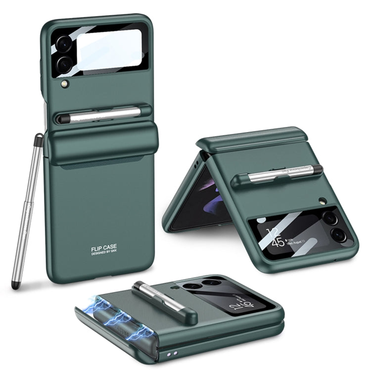 For Samsung Galaxy Z Flip4 GKK Magnetic Full Coverage Phone Flip Case with Pen(Forest Green) - Galaxy Z Flip4 5G Cases by GKK | Online Shopping South Africa | PMC TechLife