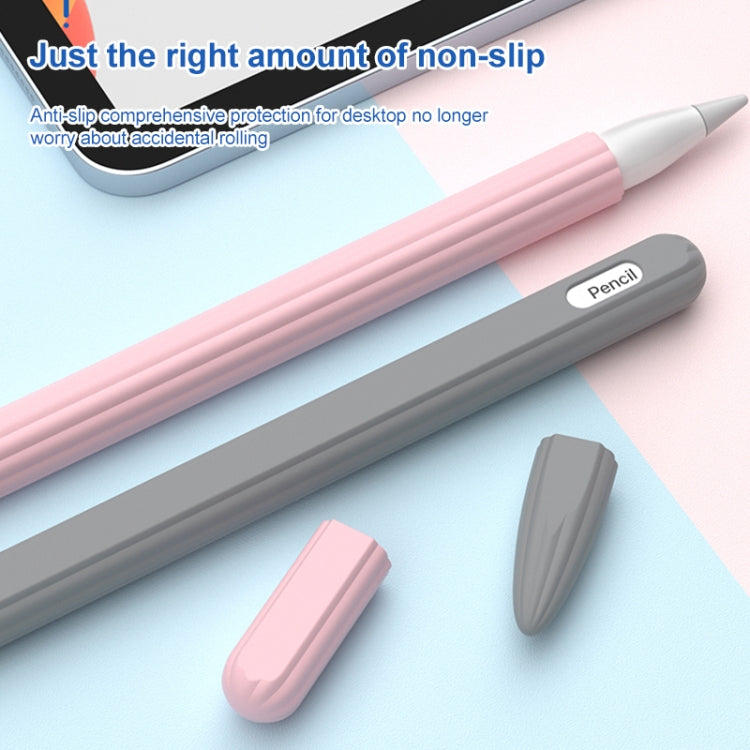 3 in 1 Striped Liquid Silicone Stylus Case with Two Tip Caps For Apple Pencil 1(Red) - Pencil Accessories by PMC TechLife | Online Shopping South Africa | PMC TechLife