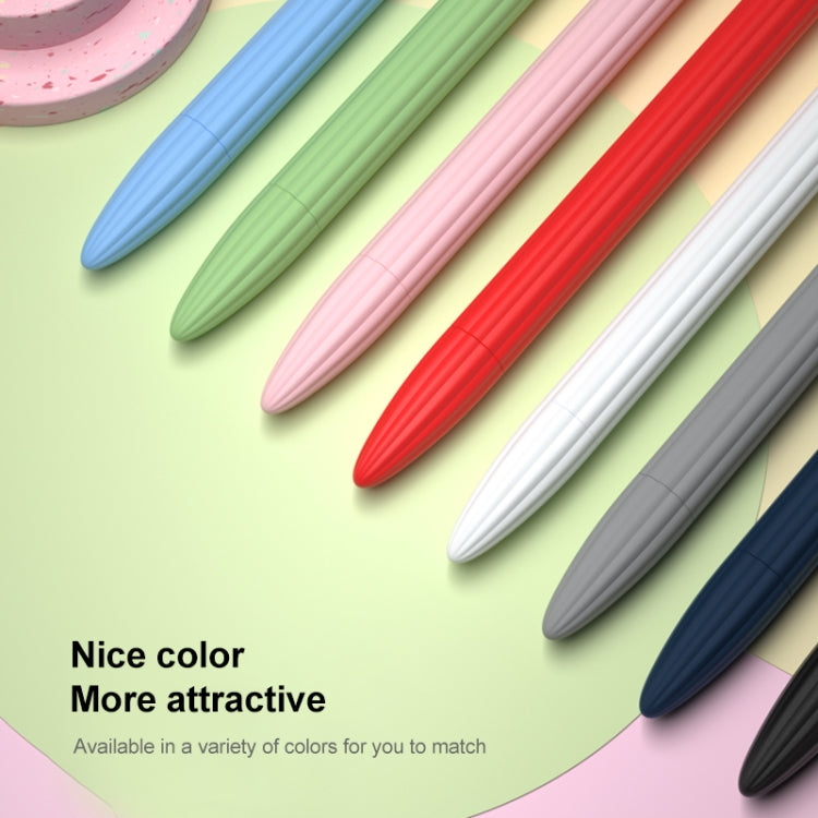 3 in 1 Striped Liquid Silicone Stylus Case with Two Tip Caps For Apple Pencil 2(Grey) - Pencil Accessories by PMC TechLife | Online Shopping South Africa | PMC TechLife