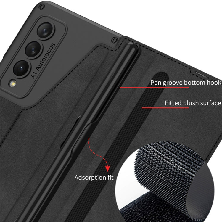 For Samsung Galaxy Z Fold4 GKK Armor Flip Leather Phone Case with Pen Slots(Carbon Fiber Texture) - Galaxy Z Fold4 5G Cases by GKK | Online Shopping South Africa | PMC Jewellery