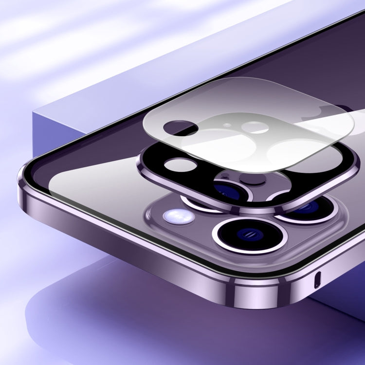 For iPhone 14 Pro Max Magnetic Double-buckle HD Tempered Glass Phone Case (Purple) - iPhone 14 Pro Max Cases by PMC TechLife | Online Shopping South Africa | PMC TechLife