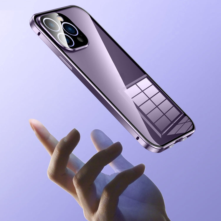 For iPhone 14 Pro Magnetic Double-buckle HD Tempered Glass Phone Case(Black) - iPhone 14 Pro Cases by PMC TechLife | Online Shopping South Africa | PMC TechLife | Buy Now Pay Later Mobicred