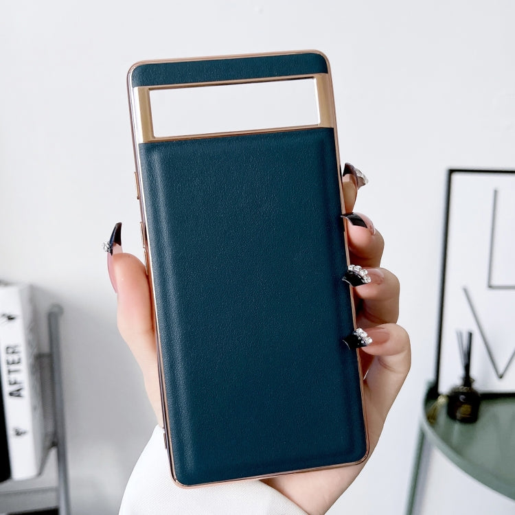 For Google Pixel 7 Genuine Leather Xiaoya Series Nano Electroplating Phone Case(Dark Green) - free shipping - PMC TechLife - Order now!