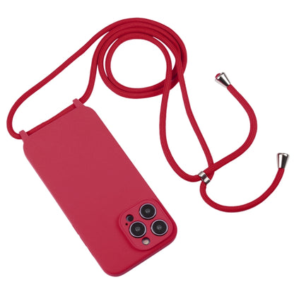 For iPhone 14 Pro Max Crossbody Lanyard Liquid Silicone Case(Rose Red) - iPhone 14 Pro Max Cases by PMC Jewellery | Online Shopping South Africa | PMC Jewellery