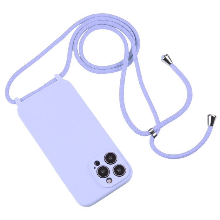 For iPhone 14 Pro Max Crossbody Lanyard Liquid Silicone Case(Light Purple) - iPhone 14 Pro Max Cases by PMC Jewellery | Online Shopping South Africa | PMC Jewellery