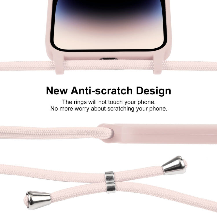 For iPhone 14 Pro Max Crossbody Lanyard Liquid Silicone Case(Sand Pink) - iPhone 14 Pro Max Cases by PMC Jewellery | Online Shopping South Africa | PMC Jewellery