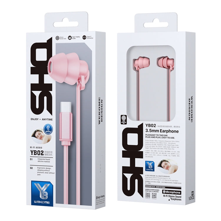 WEKOME YB02 SHQ Series In-Ear Sleep Wired Earphone, Plug Type:Type-C(Pink) - Type-C Earphone by WK | Online Shopping South Africa | PMC Jewellery