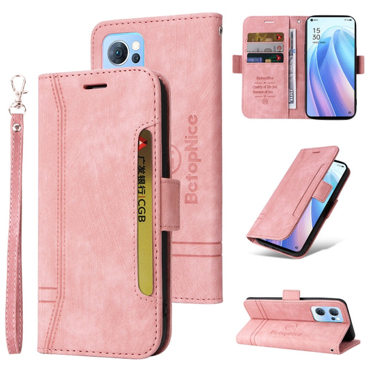 For OPPO Reno 7 5G Global / Find X5 Lite BETOPNICE Dual-side Buckle Leather Phone Case(Pink) - OPPO Cases by BETOPNICE | Online Shopping South Africa | PMC Jewellery | Buy Now Pay Later Mobicred