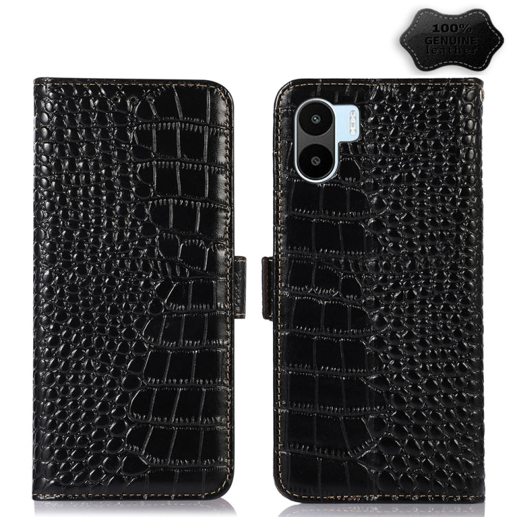 For Xiaomi Redmi A1 Crocodile Top Layer Cowhide Leather Phone Case(Black) - Xiaomi Cases by PMC TechLife | Online Shopping South Africa | PMC TechLife
