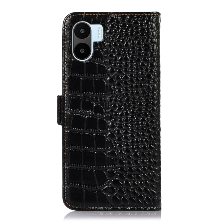 For Xiaomi Redmi A1 Crocodile Top Layer Cowhide Leather Phone Case(Black) - Xiaomi Cases by PMC TechLife | Online Shopping South Africa | PMC TechLife