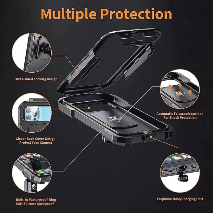 Kewig M18L-A2 Motorcycle / Bicycle Rearview Mirror Wireless Charging Waterproof Box Mobile Phone Holder - free shipping - PMC TechLife - Order now!