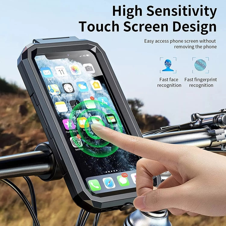 Kewig M18L-A2 Motorcycle / Bicycle Rearview Mirror Wireless Charging Waterproof Box Mobile Phone Holder - free shipping - PMC TechLife - Order now!