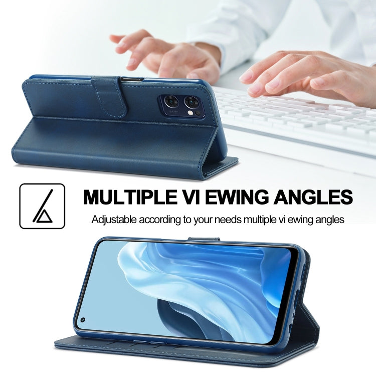 For OPPO A77 5G / A97 5G / Realme V23 LC.IMEEKE Calf Texture Leather Phone Case(Blue) - OPPO Cases by LC.IMEEKE | Online Shopping South Africa | PMC TechLife | Buy Now Pay Later Mobicred