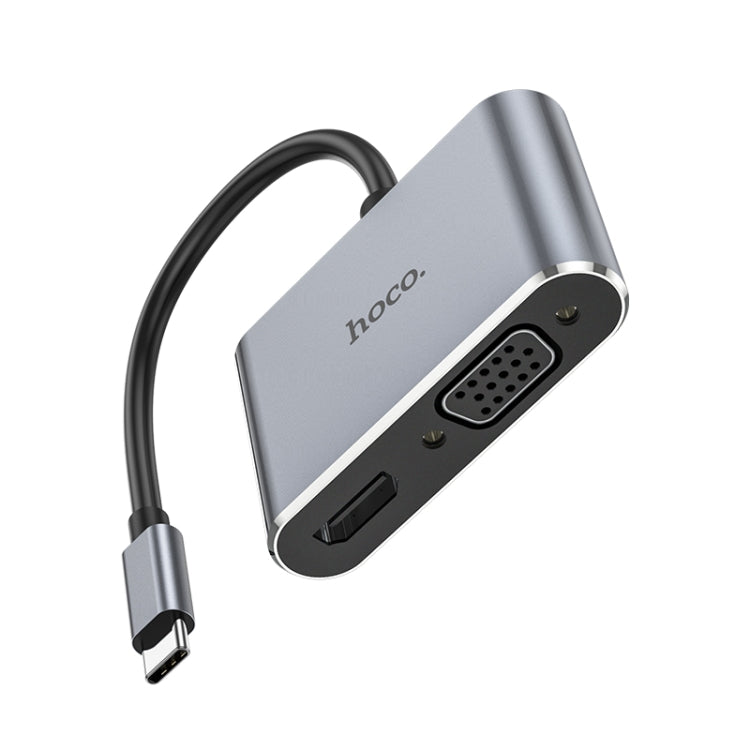 hoco HB29 Easy-lead USB-C / Type-C Multifunction Converter HDTV+VGA HUD(Tarnish) - USB HUB by hoco | Online Shopping South Africa | PMC Jewellery