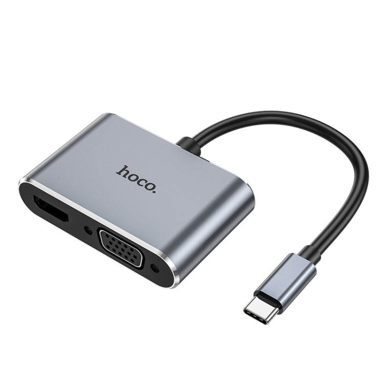 hoco HB30 USB-C / Type-C Multifunction Converter HDTV+VGA+USB3.0+PDHUD(Tarnish) - USB HUB by hoco | Online Shopping South Africa | PMC Jewellery