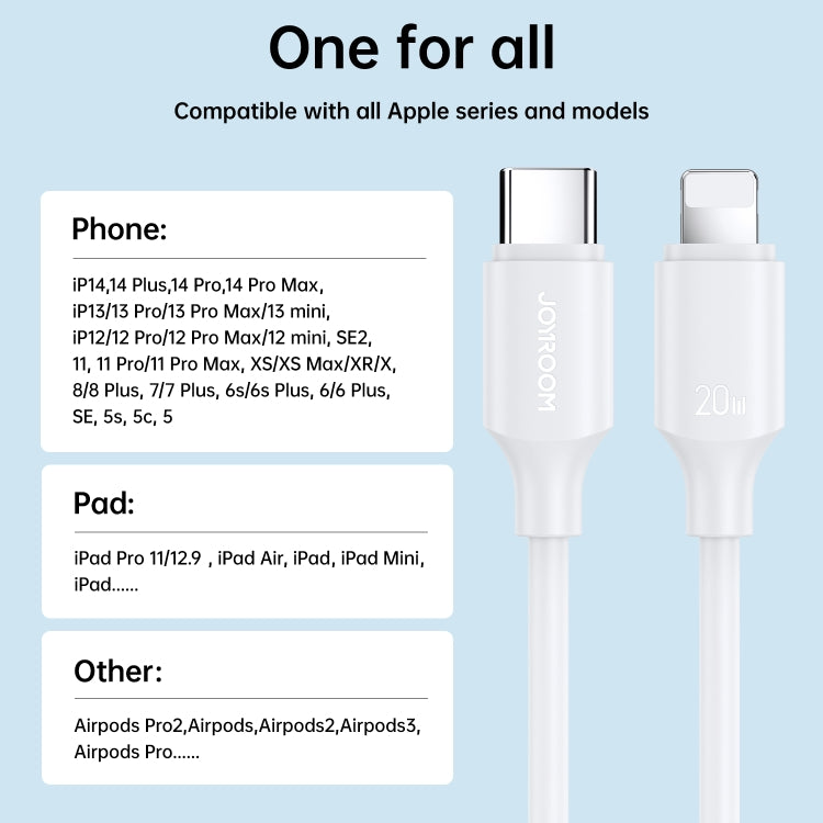 JOYROOM S-CL020A9 20W USB-C/Type-C to 8 Pin Fast Charging Data Cable, Length:1m(White) - 2 in 1 Cable by JOYROOM | Online Shopping South Africa | PMC TechLife