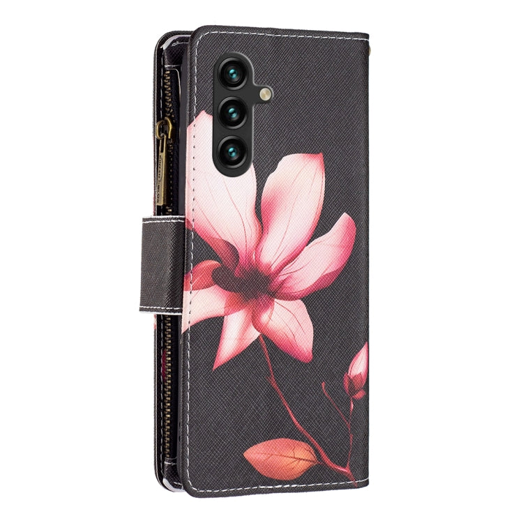 For Samsung Galaxy A14 5G Colored Drawing Pattern Zipper Leather Phone Case(Lotus) - free shipping - PMC TechLife - Order now!