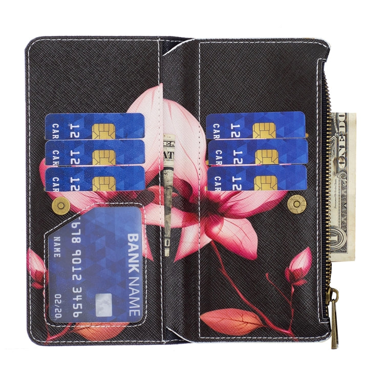 For Samsung Galaxy A14 5G Colored Drawing Pattern Zipper Leather Phone Case(Lotus) - free shipping - PMC TechLife - Order now!