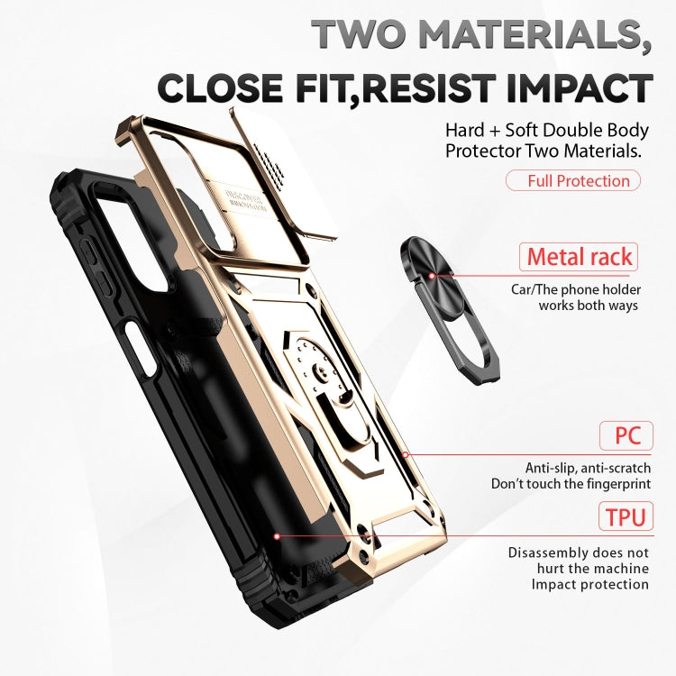 For Samsung Galaxy A14 5G Sliding Camshield Holder Phone Case(Gold) - free shipping - PMC TechLife - Order now!