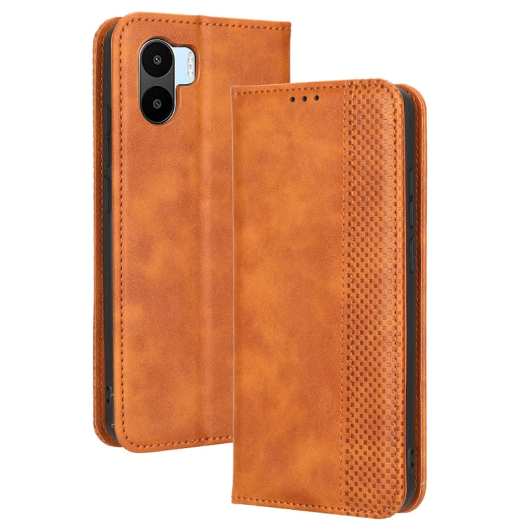 For Xiaomi Redmi A1 Magnetic Buckle Retro Texture Leather Phone Case(Brown) - free shipping - PMC TechLife - Order now!