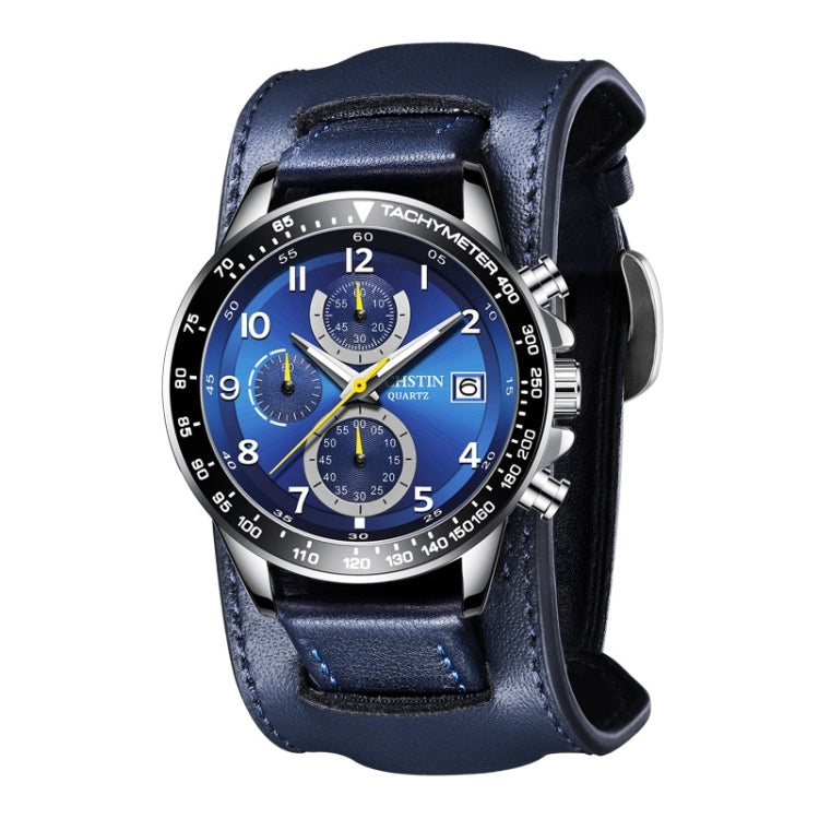 Ochstin 7233 Multifunctional Business Leather Wrist Wrist Waterproof Quartz Watch(Silver+Blue) - Leather Strap Watches by OCHSTIN | Online Shopping South Africa | PMC Jewellery | Buy Now Pay Later Mobicred