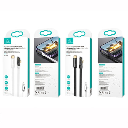 USAMS US-SJ583 PD 20W Iceflake Series Type-C to 8 Pin Right Angle Transparent Fast Charge Data Cable, Cable Length:1.2m(Black) - 2 in 1 Cable by USAMS | Online Shopping South Africa | PMC Jewellery