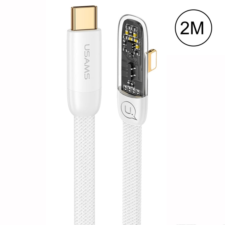 USAMS US-SJ586 PD 20W Iceflake Series Type-C to 8 Pin Right Angle Transparent Fast Charge Data Cable, Cable Length:2m(White) - 2 in 1 Cable by USAMS | Online Shopping South Africa | PMC Jewellery