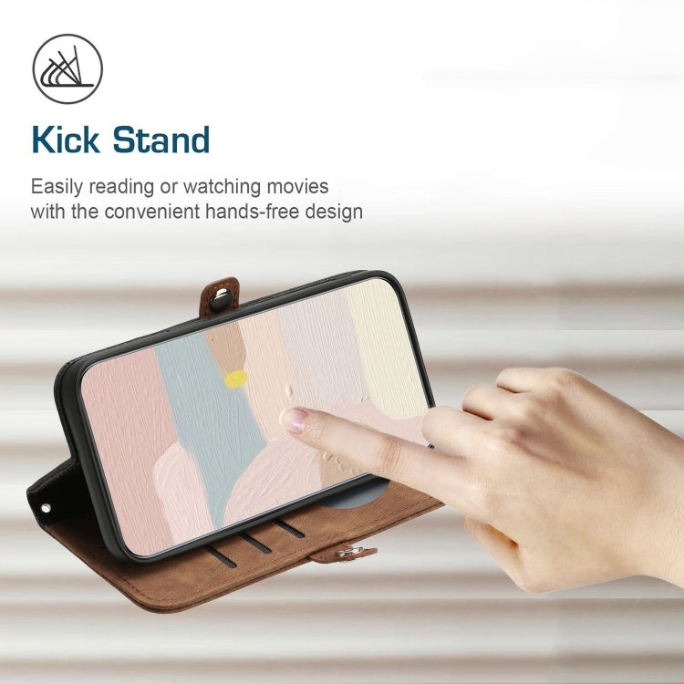 For Xiaomi Redmi 10C Side Buckle Double Fold Hand Strap Leather Phone Case(Brown) - free shipping - PMC TechLife - Order now!