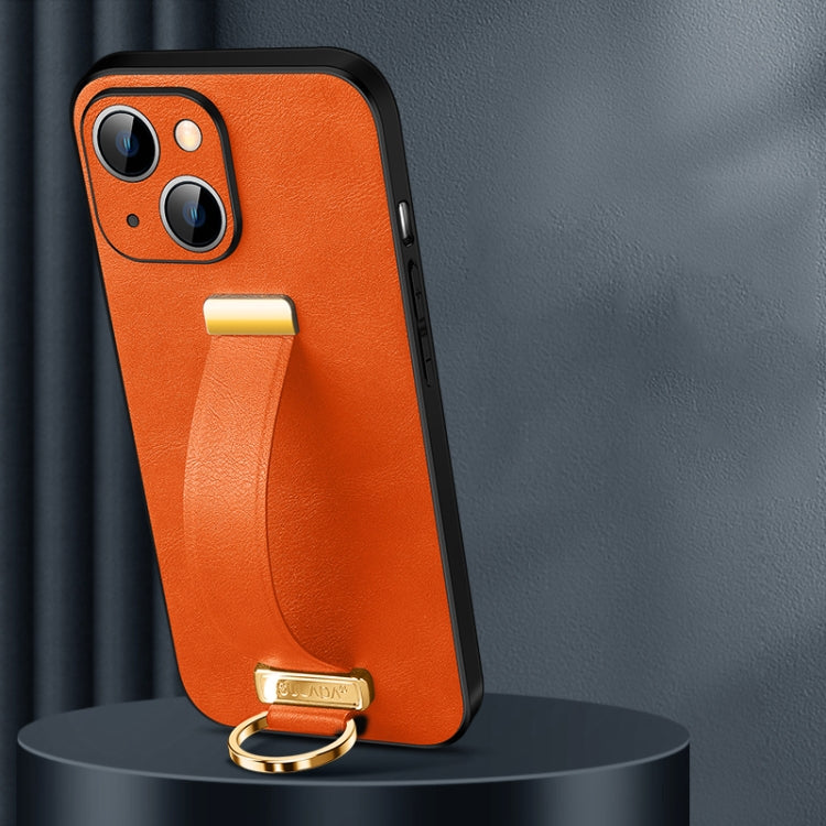 For iPhone 14 SULADA Cool Series PC + Leather Texture Skin Feel Phone Case(Orange) - iPhone 14 Cases by SULADA | Online Shopping South Africa | PMC Jewellery