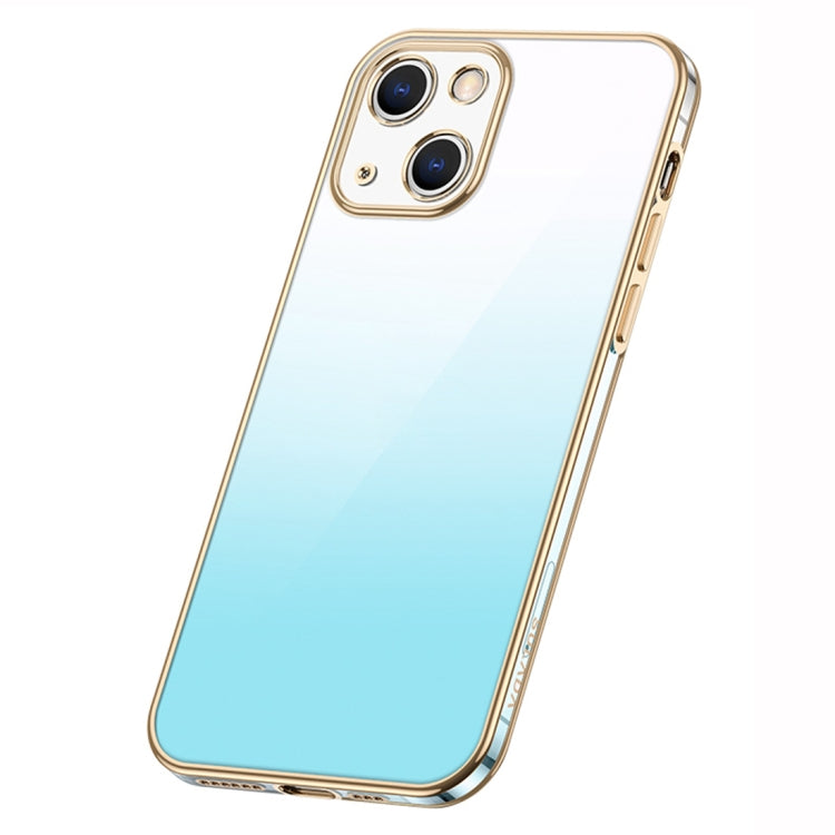 For iPhone 14 SULADA Iridescence Series Plating Transparent Gradient Phone Case(Blue) - iPhone 14 Cases by SULADA | Online Shopping South Africa | PMC TechLife | Buy Now Pay Later Mobicred