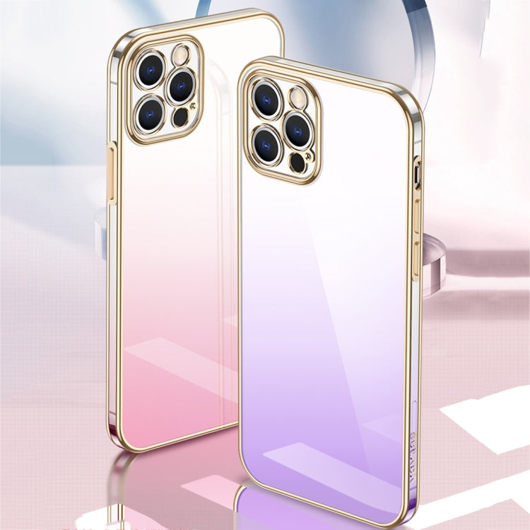 For iPhone 14 Plus SULADA Iridescence Series Plating Transparent Gradient Phone Case(Blue) - iPhone 14 Plus Cases by SULADA | Online Shopping South Africa | PMC TechLife | Buy Now Pay Later Mobicred