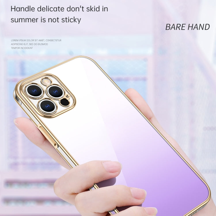 For iPhone 14 Plus SULADA Iridescence Series Plating Transparent Gradient Phone Case(Blue) - iPhone 14 Plus Cases by SULADA | Online Shopping South Africa | PMC TechLife | Buy Now Pay Later Mobicred
