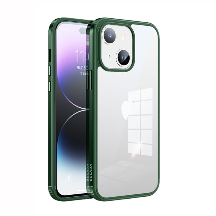 For iPhone 14 SULADA Metal Frame + Nano Glass + TPU Phone Case(Green) - free shipping - PMC TechLife - Order now!