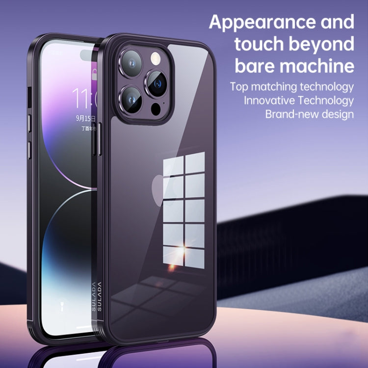 For iPhone 14 Plus SULADA Metal Frame + Nano Glass + TPU Phone Case(Dark Purple) - iPhone 14 Plus Cases by SULADA | Online Shopping South Africa | PMC Jewellery