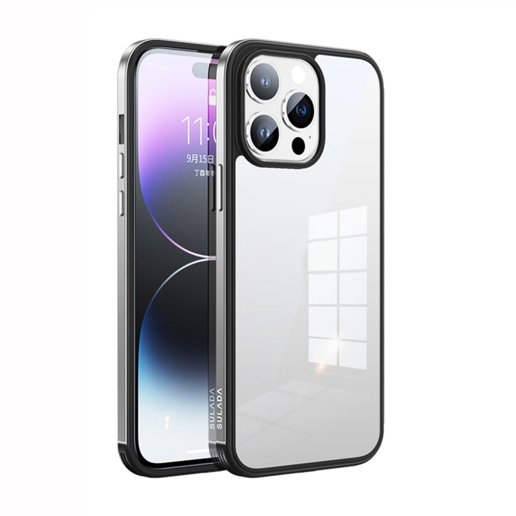 For iPhone 14 Pro Max SULADA Metal Frame + Nano Glass + TPU Phone Case(Silver) - free shipping - PMC TechLife - Order now!