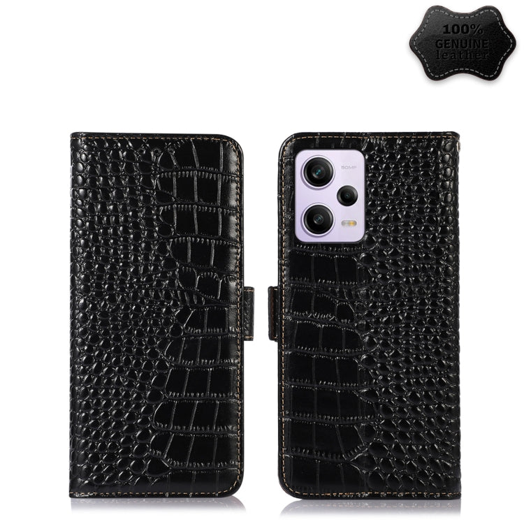 For Xiaomi Redmi Note 12 Pro 5G China Crocodile Top Layer Cowhide Leather Phone Case(Black) - Note 12 Pro Cases by PMC TechLife | Online Shopping South Africa | PMC TechLife
