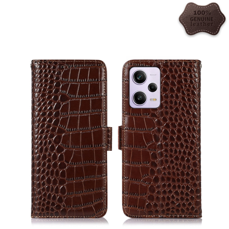 For Xiaomi Redmi Note 12 Pro 5G China Crocodile Top Layer Cowhide Leather Phone Case(Brown) - Note 12 Pro Cases by PMC TechLife | Online Shopping South Africa | PMC TechLife