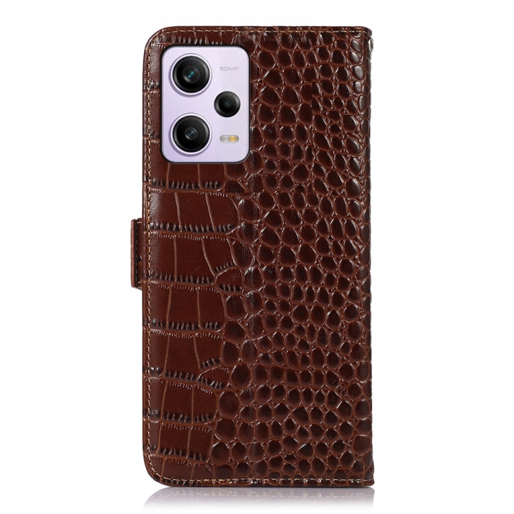 For Xiaomi Redmi Note 12 Pro 5G China Crocodile Top Layer Cowhide Leather Phone Case(Brown) - Note 12 Pro Cases by PMC TechLife | Online Shopping South Africa | PMC TechLife