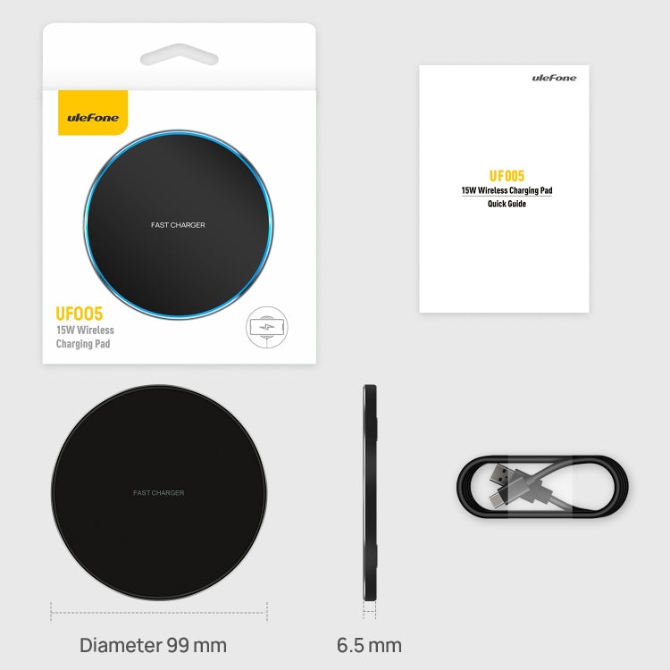 Ulefone UF005 15W Round Fast Charging Qi Wireless Charger(Black) - free shipping - PMC TechLife - Order now!