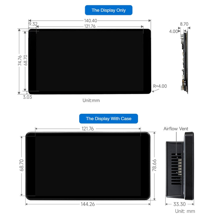Waveshare Raspberry Pi 5.5 inch 2K Capacitive Touch LCD Display(Black) - free shipping - PMC TechLife - Order now!