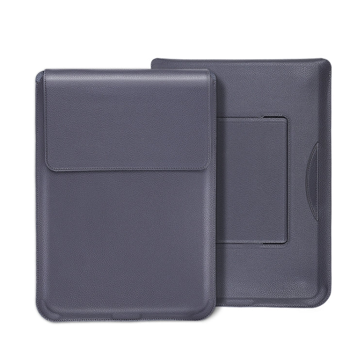 For MacBook 12 / 14 inch PU Leather 4 in 1 Laptop Bag with Functional Bracket(Space Gray) - Protective Bags by PMC TechLife | Online Shopping South Africa | PMC TechLife