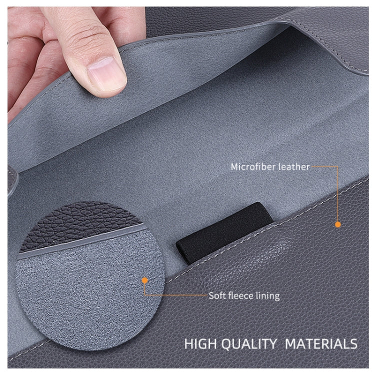 For MacBook 12 / 14 inch PU Leather 4 in 1 Laptop Bag with Functional Bracket(Space Gray) - Protective Bags by PMC TechLife | Online Shopping South Africa | PMC TechLife