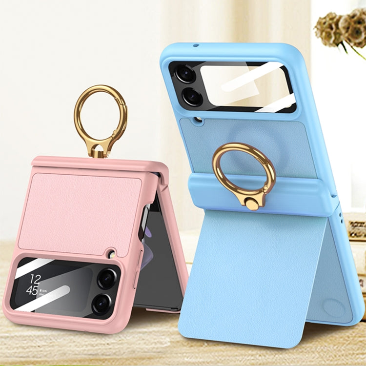 For Samsung Galaxy Z Flip4 GKK Magnetic Fold Hinge Full Coverage Phone Case with Ring Holder(Blue) - Galaxy Z Flip4 5G Cases by GKK | Online Shopping South Africa | PMC Jewellery