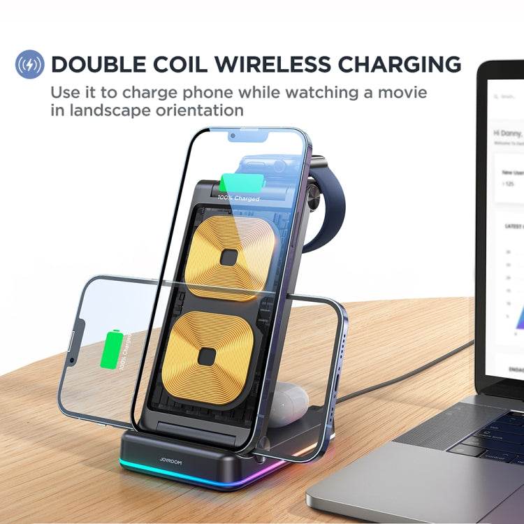 JOYROOM JR-WQN01 15W 3 in 1 Foldable Wireless Charger(Black) -  by JOYROOM | Online Shopping South Africa | PMC Jewellery