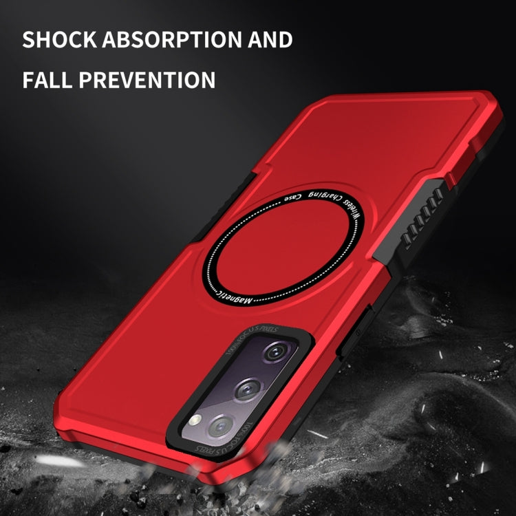 For Samsung Galaxy S20 FE MagSafe Shockproof Armor Phone Case(Red) - Galaxy S20 FE Cases by PMC Jewellery | Online Shopping South Africa | PMC Jewellery