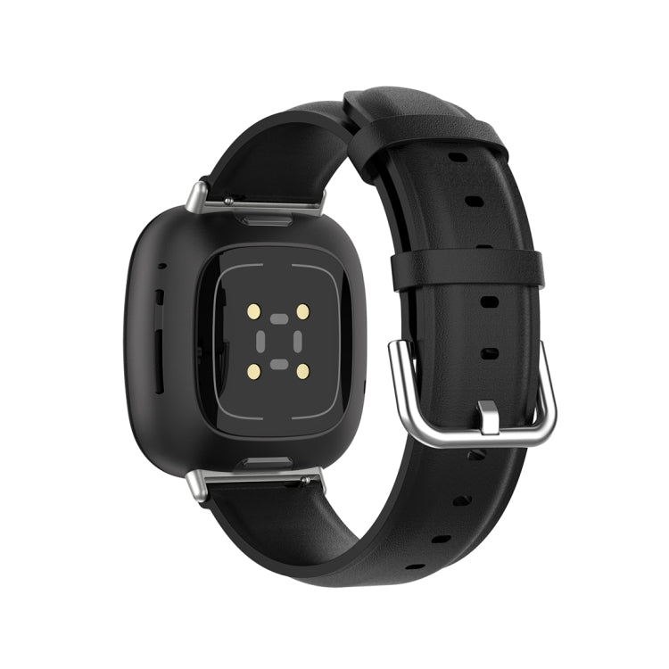 For Fitbit Versa 3 / Sense Genuine Leather Watch Band(Black) - free shipping - PMC TechLife - Order now!