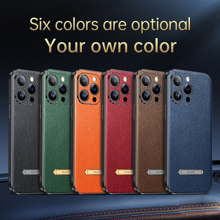 For iPhone 14 Pro SULADA Famous Artisan Series Litchi Leather PC + TPU Phone Case(Red) - iPhone 14 Pro Cases by SULADA | Online Shopping South Africa | PMC TechLife