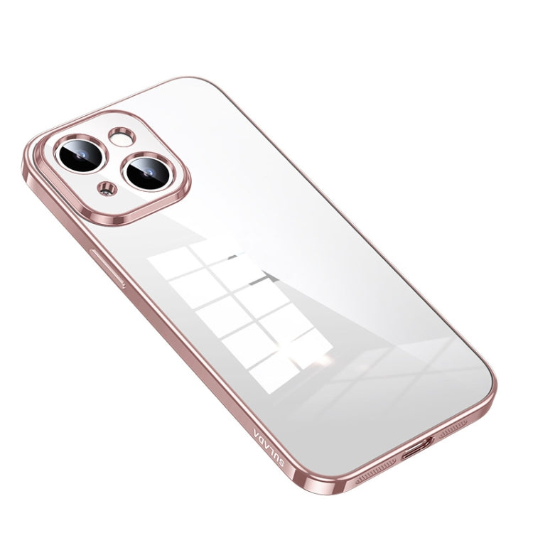 For iPhone 14 Plus SULADA Shine Through Series Plating TPU Transparent Phone Protective Case(Pink) - iPhone 14 Plus Cases by SULADA | Online Shopping South Africa | PMC Jewellery