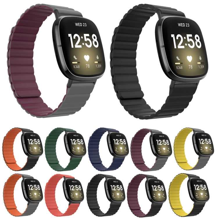 For Fitbit Versa 3 / Sense Universal Magnetic Silicone Watch Band(Black Yellow) - free shipping - PMC TechLife - Order now!